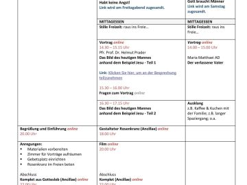 Programm der Männertage online 2020