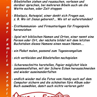 Plakat „Ideen für Spiele – Zeit mit der Familie verbringen“