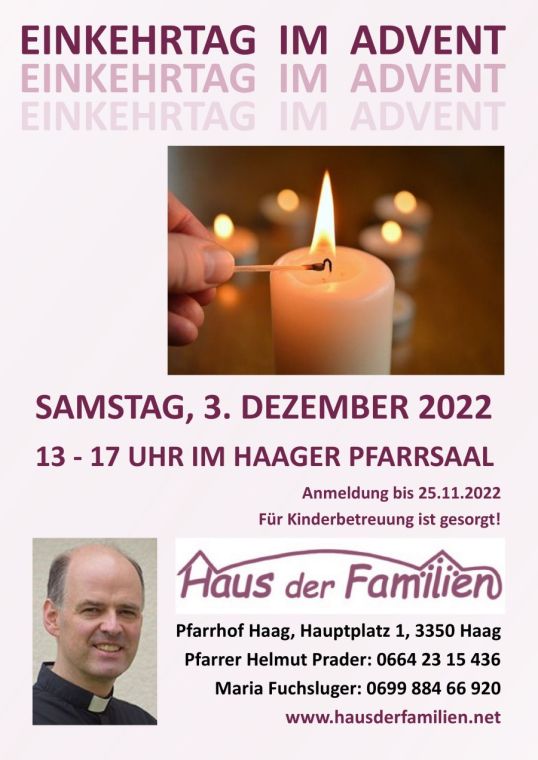 Einladung zum Einkehrtag im Advent 2022