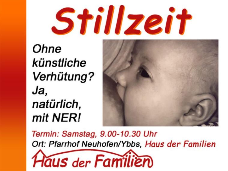 Einladung „Stillzeit – ohne künstliche Verhütung? Ja, natürlich, mit NER!“ mit Foto eines Säuglings