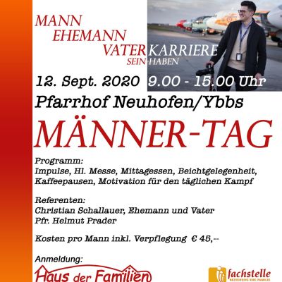 Einladungsplakat „Auftanken – Männer-Tag“, 12. September 2020, Pfarrhof Neuhofen/Ybbs