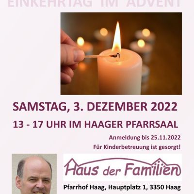 Einladung zum Einkehrtag im Advent 2022