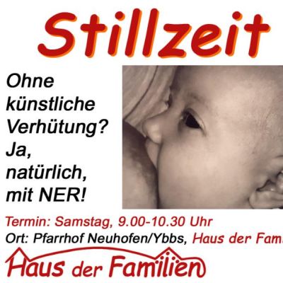 Einladung „Stillzeit – ohne künstliche Verhütung? Ja, natürlich, mit NER!“ mit Foto eines Säuglings